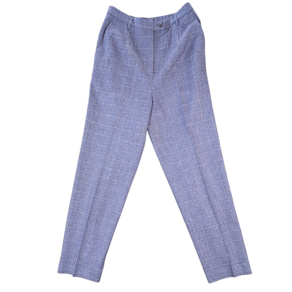 Pendleton Women 8 Blue Purple Glen Plaid Virgin Wool High Waist Tapered Pants